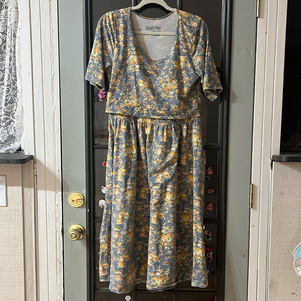Latched Mama Apricot Floral Dress